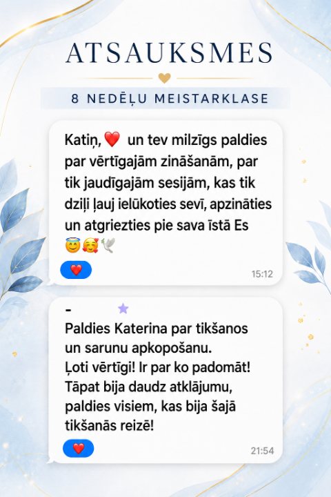 RISA atsauksmes attēls — divu dalībnieču atsauksmes par 8 nedēļu meistarklasi