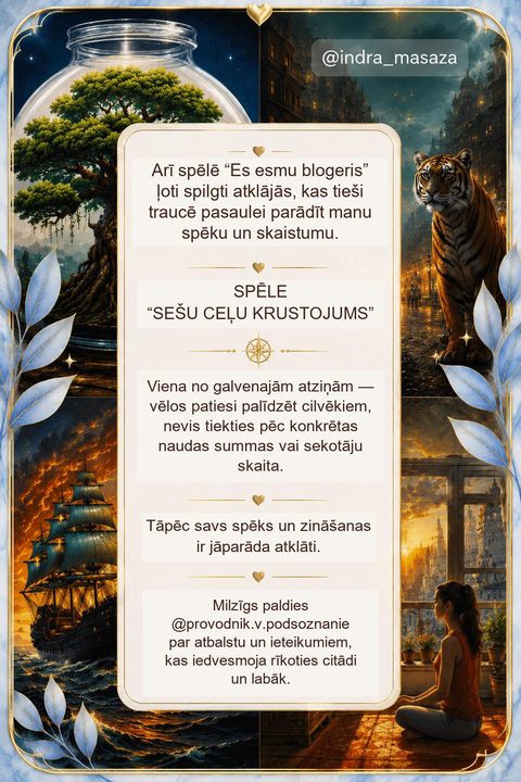 RISA atsauksme — dalībnieces atziņa spēlē «Sešu ceļu krustojums»