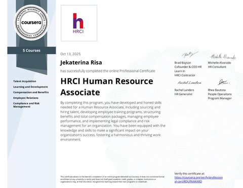 HRCI Human Resource Associate profesionālais sertifikāts