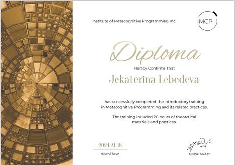 Institute of Metacognitive Programming dokuments par ievadapmācību